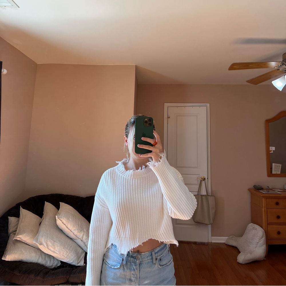 Knit distressed sweater